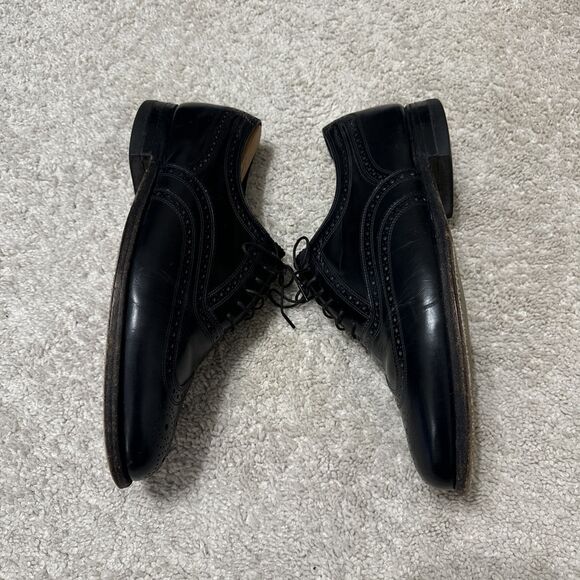 Vintage 70s Men's Florsheim Imperial Black Leather Wingtip Shoes Size  8.5 EEE - Picture 3 of 7
